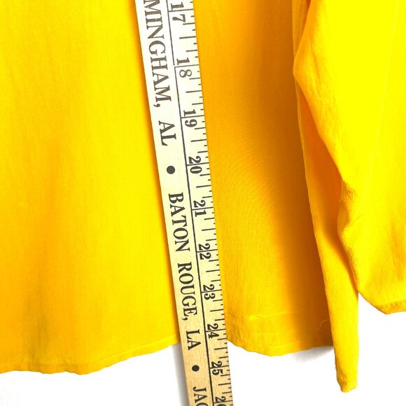 ADAM DOUGLAS Women's Yellow Blouse Top 100% Silk Size Medium 3/4 Sleeve - Picture 5 of 7